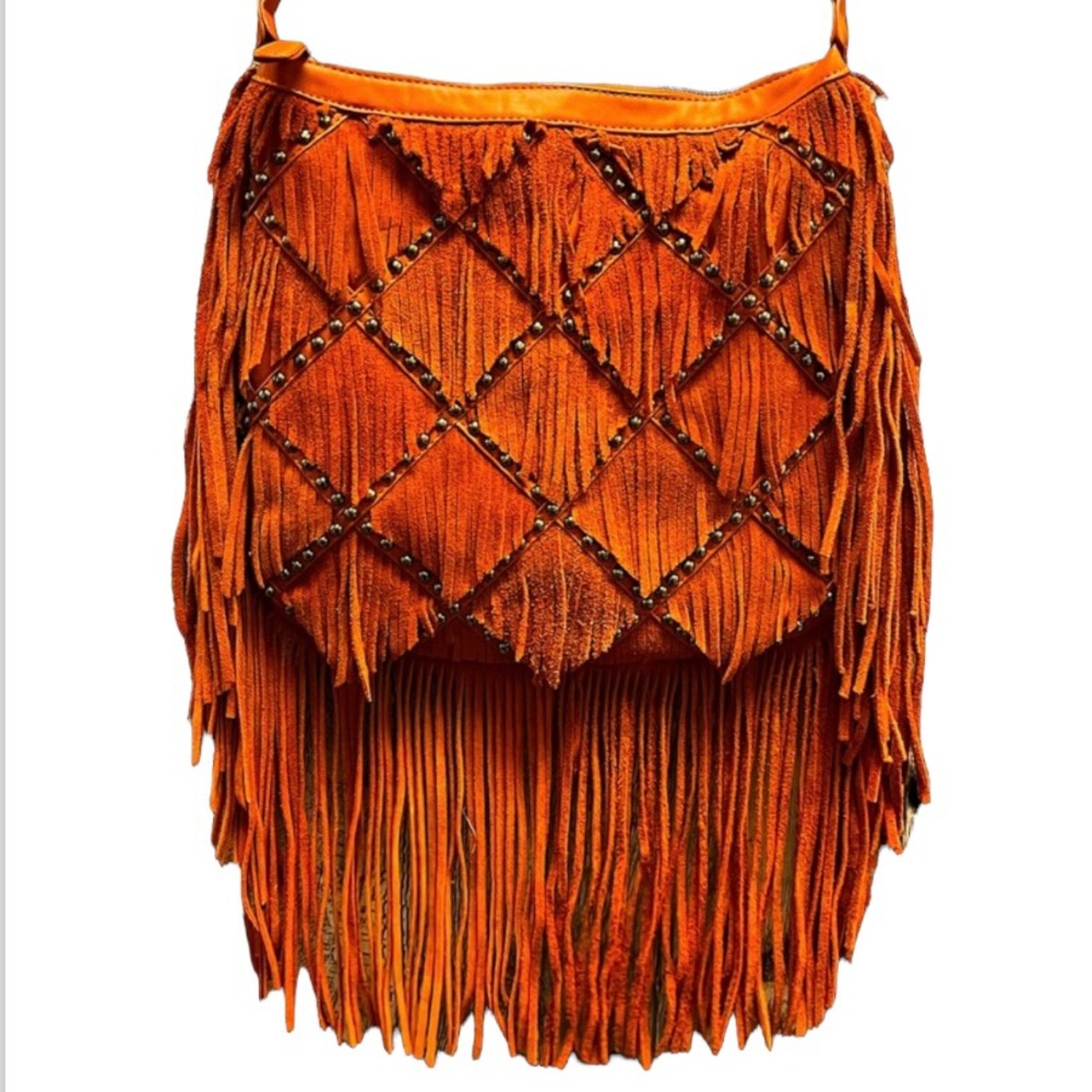 Burnt orange Native Tassels Purse